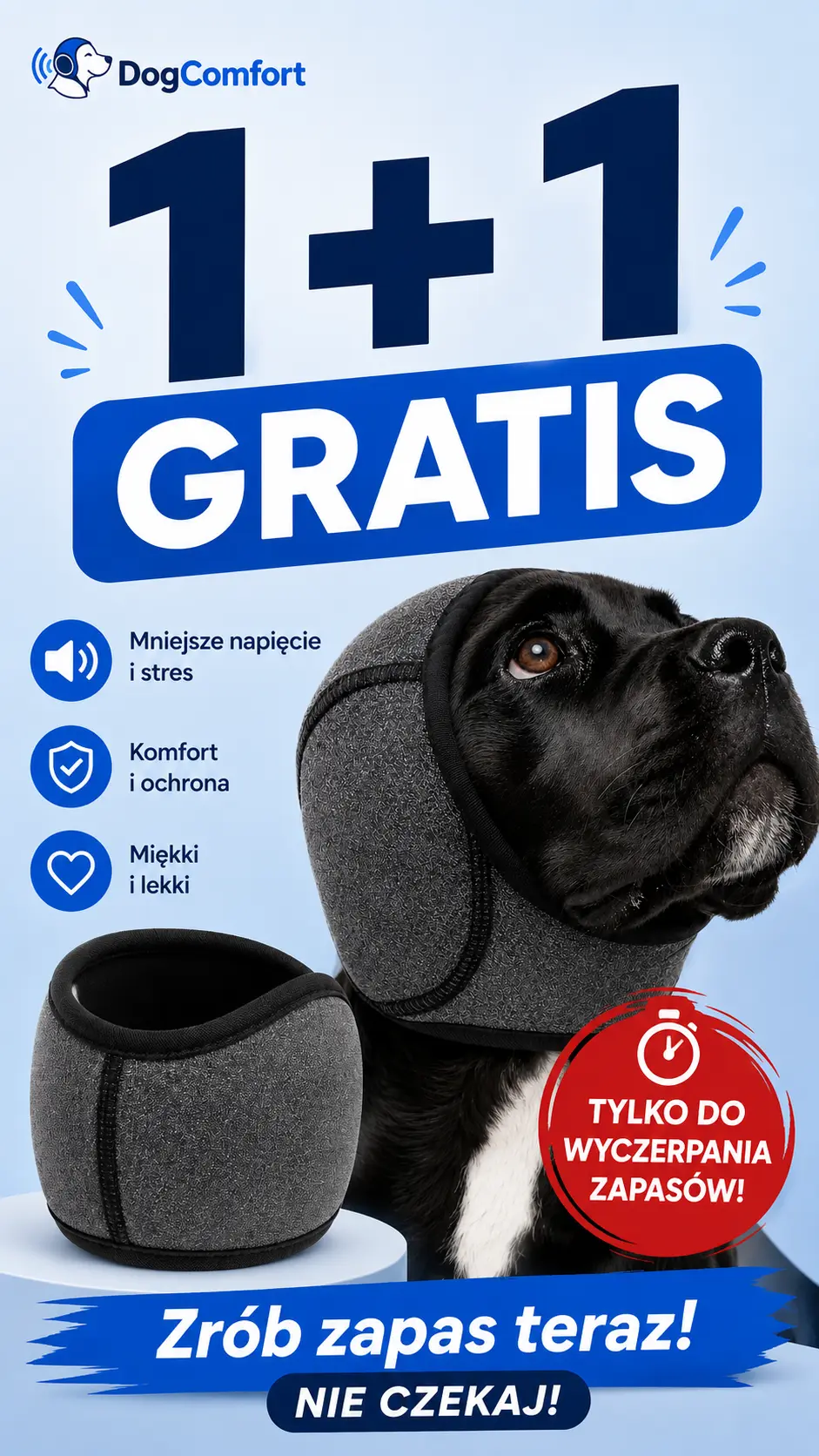 DogComfort – wygłuszająca opaska uspokajająca dla psa